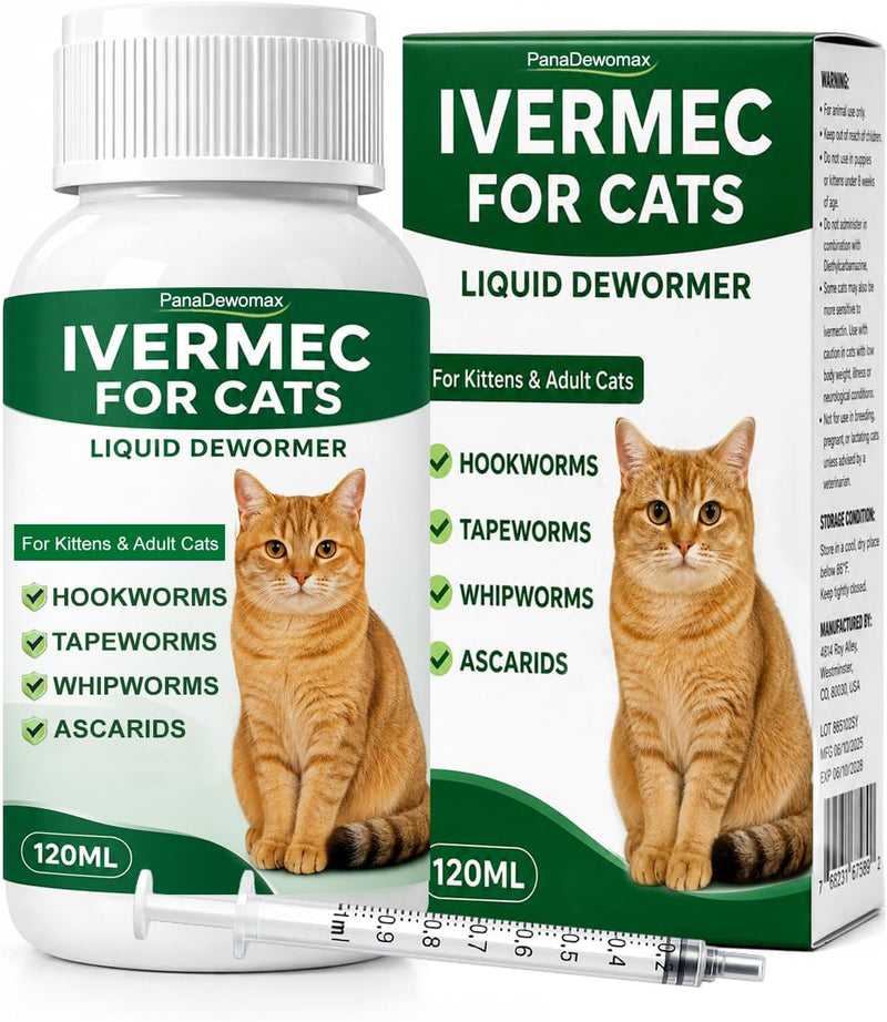 Dewormer for Cats Broad Spectrum Cat Dewormer for Tapeworms, Roundworms and Hookworms, Promotes Digestive Comfort