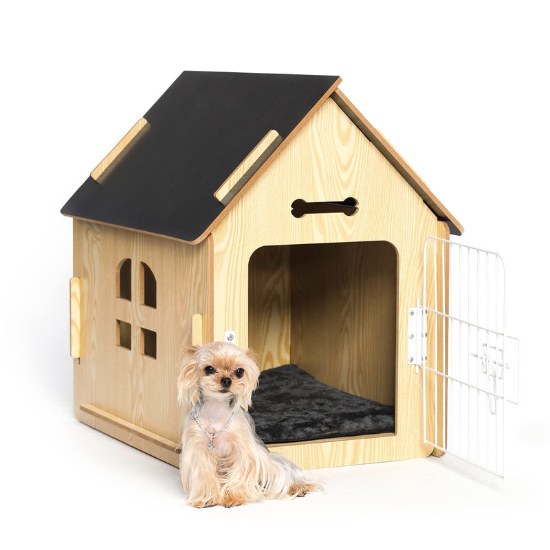 Dog House Indoor for Small Dogs or Cats, Cozy Wooden Design, Small Indoor Bed House, with Air Vents and Elevated Floor Warm Dog Cave