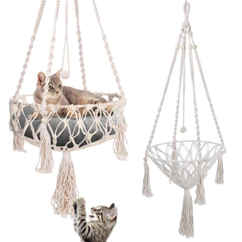 VINGVO Macrame Cat Hammock Bed, 58.27
