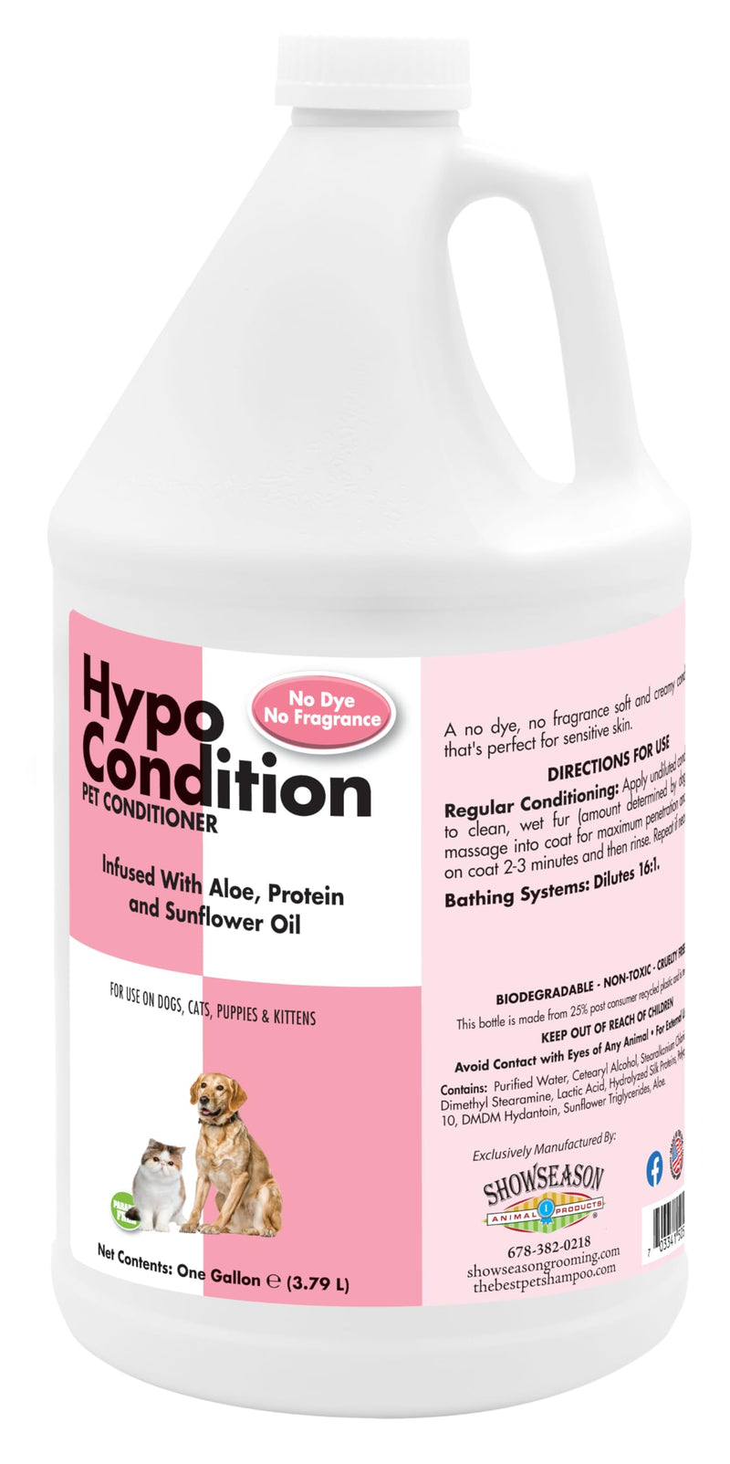 Hypo-Condition Pet Conditioner for Dogs and Cats 1 Gallon | Lasting Hydration and Softness | No Dye-No Fragrance | Cruelty-Free | Paraben-Free | Biodegradable and Non-Toxic | Made in The USA