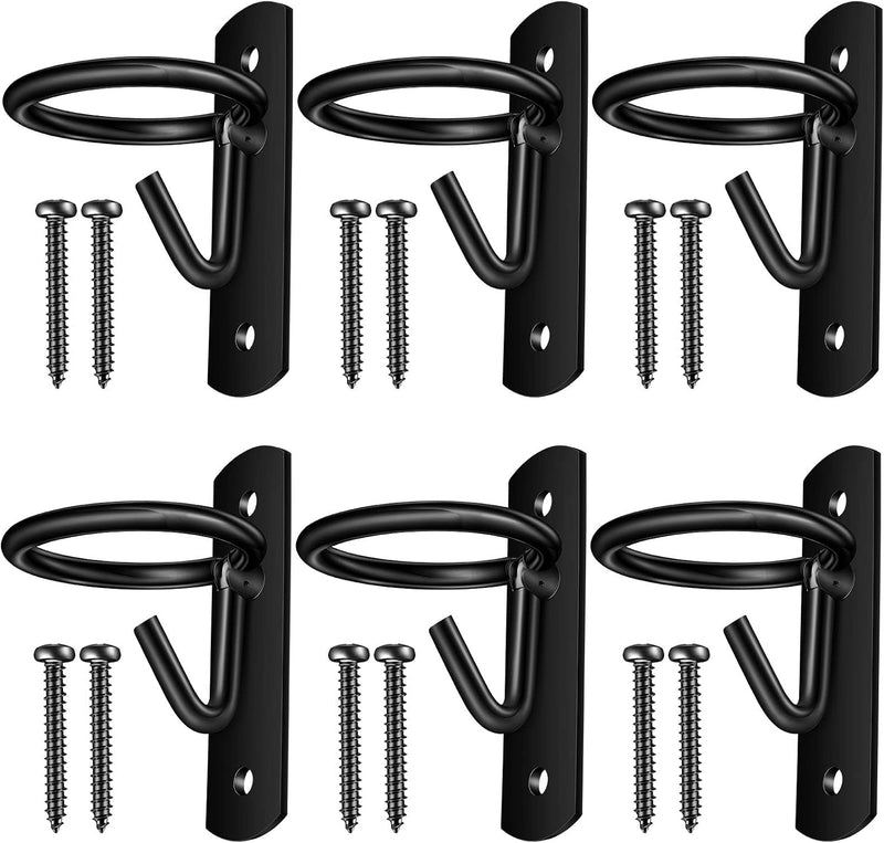 Dunzy 6 Pcs Bucket Hooks for Horses Bucket Hangers Holder Metal, Black