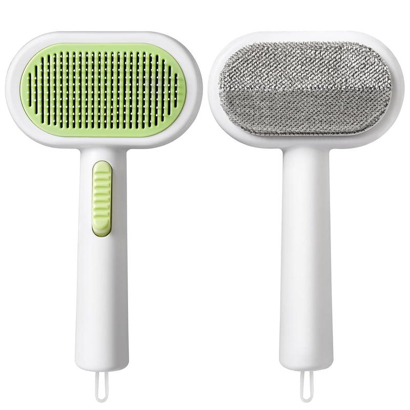 2 in 1 Double Sided Cat Brush,Self Cleaning Shedding Brush for Indoor,Dog Bunny Pet Grooming Tool,Cat Comb with Release