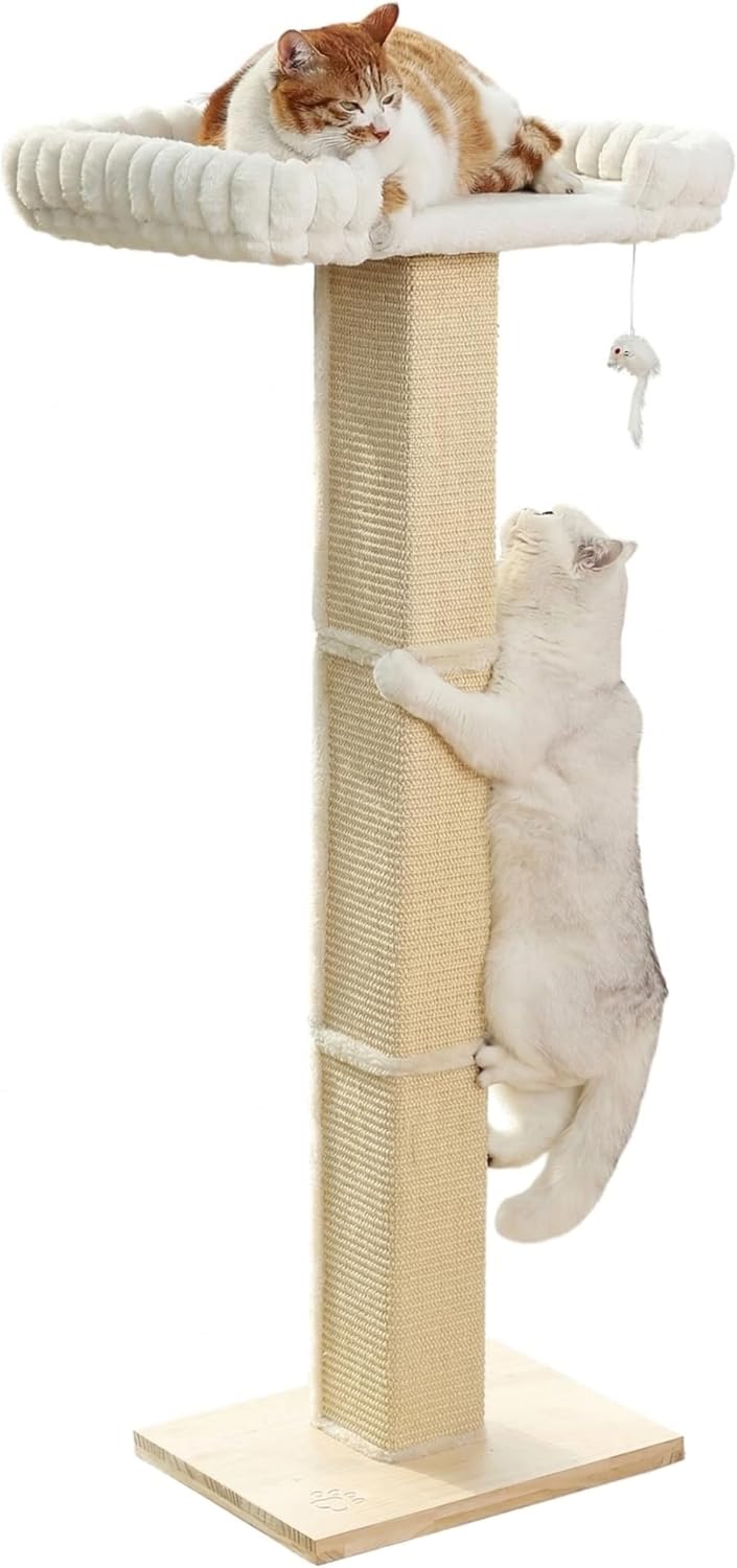 Cat Scratching Post with Large Window Perch, 47-Inch Tall Sisal Cat Tree
