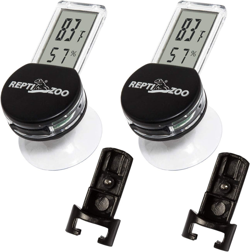 REPTI ZOO 2 Pack Reptile Terrarium Thermometer Hygrometer Digital Display Pet Rearing Box Reptiles Tank Thermometer Hygr
