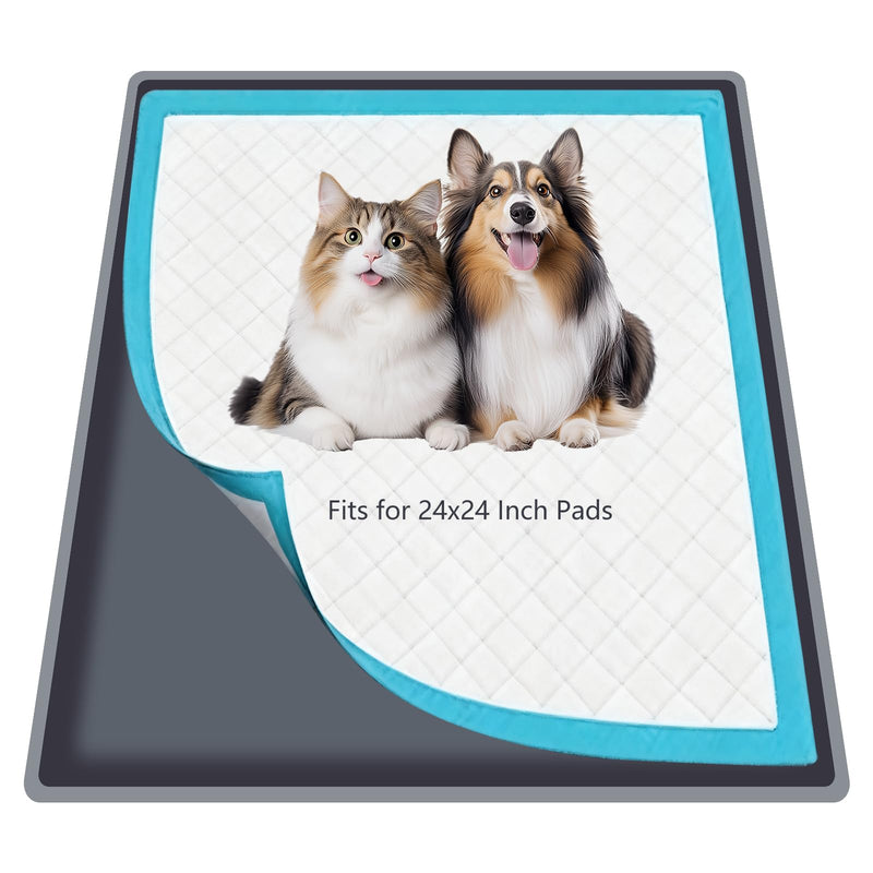 Silicone Dog Pee Pad Holder for Standard 24x24 in Pads, Non-Slip Leak-Proof Puppy Pad Tray, Portable Puppy Training Mat with Raised Edges for Floor Protection, Easy to Clean