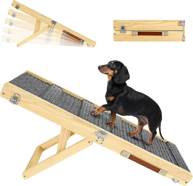 2026 Upgraded Dog Ramp for Couch, Foldable Small Dog Ramp for Sofa, 4 Adjustable Height from 13'' to 21
