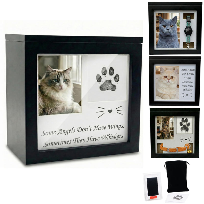 OtterPets Cat Urn for Ashes, 4 Customizable Displays with Paw Print Ink Kit, 6.5x6.5x4.0, Flannel Bag, Pet Urns for Cats Ashes, Pet Urn for Cat Ashes, Pet Ashes Keepsake
