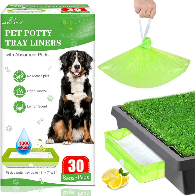 30 Pack Pet Loo Liners with Super Absorbent Pads for Petsafe Dog Potty Disposable Drawstring Pet Pee Pod Tray Bags Urine