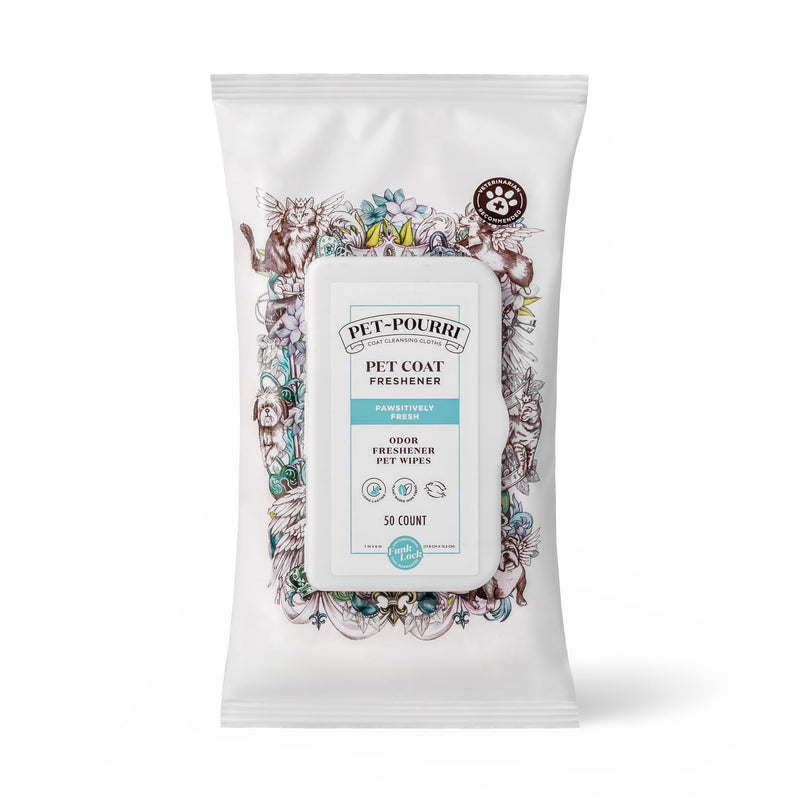 Poo-Pourri Pawsitively Fresh Deodorizing Pet Wipes – Quick Cleaning Wipes for Dogs & Cats – Plant Based Ingredients – Vet Recommended – Cleaner Odor Remover Wipes for Paw, Fur & Skin Soothing