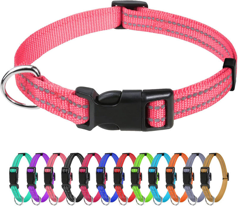TagME Small Dog Collar, Reflective Puppy Collar, Baby Pink, 3/8