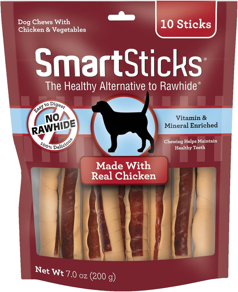 SmartBones SmartSticks Rawhide-Free Dog Treats, Real Chicken, 10 Count