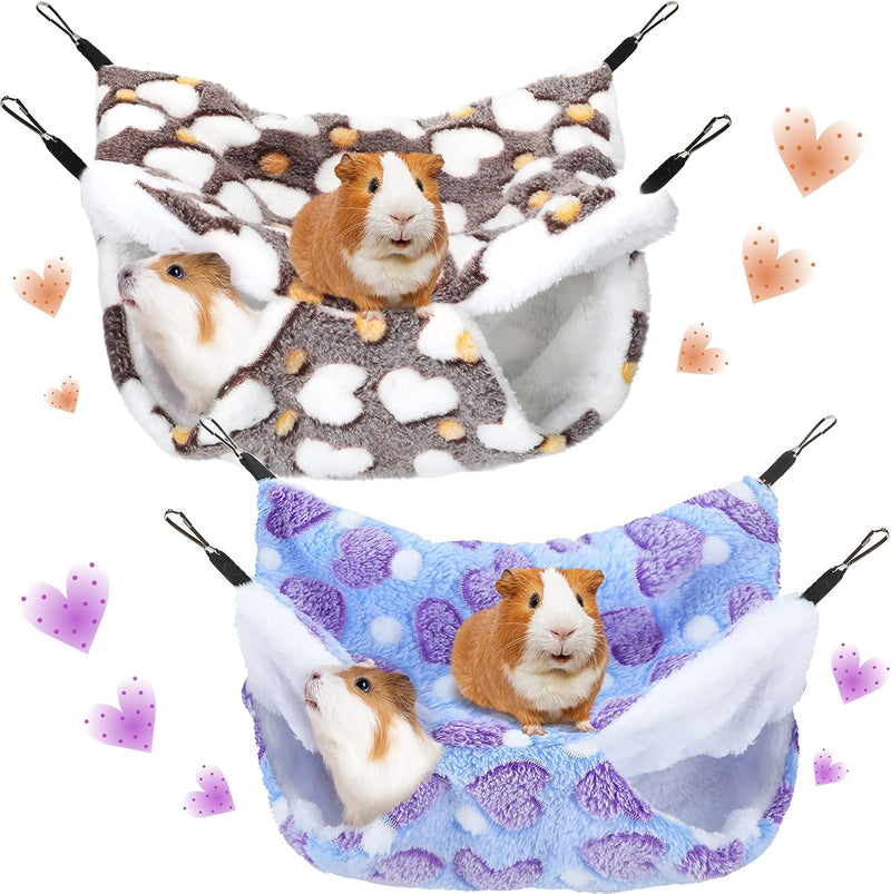 Boao 2 Pieces Hamster Hammock Hanging Pet Hammock Warm Bed House for Small Parrot Small Rat Sugar Glider Hamster Playing