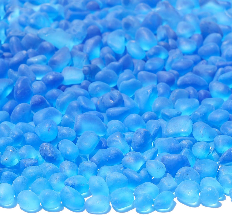 QYGL Sea Glass Stones - 2.9LB/46.4oz Aquamarine Frosted Glass Pebbles