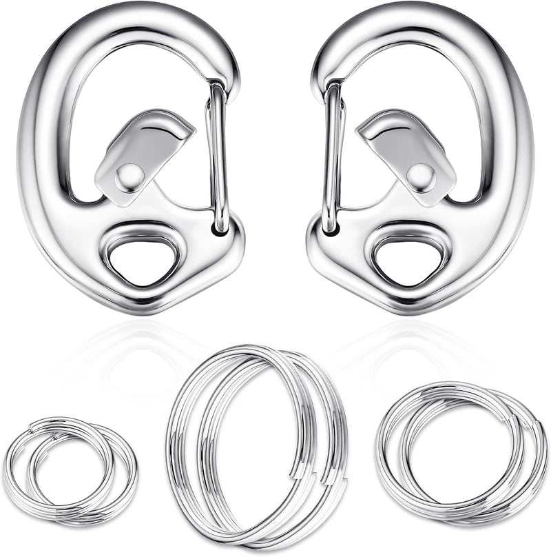 Stainless Steel Pet Collar Tag Clip, Contour Carabiner- 2 Sets