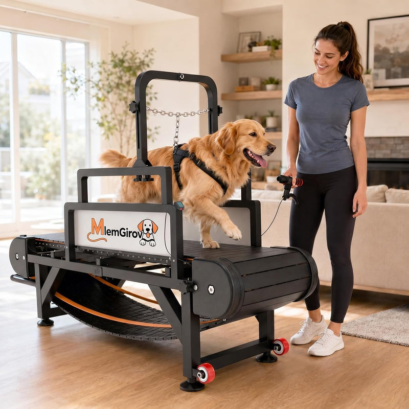 Dog Treadmill with Pin-Hinged Track & 3-Layer Shock Absorption