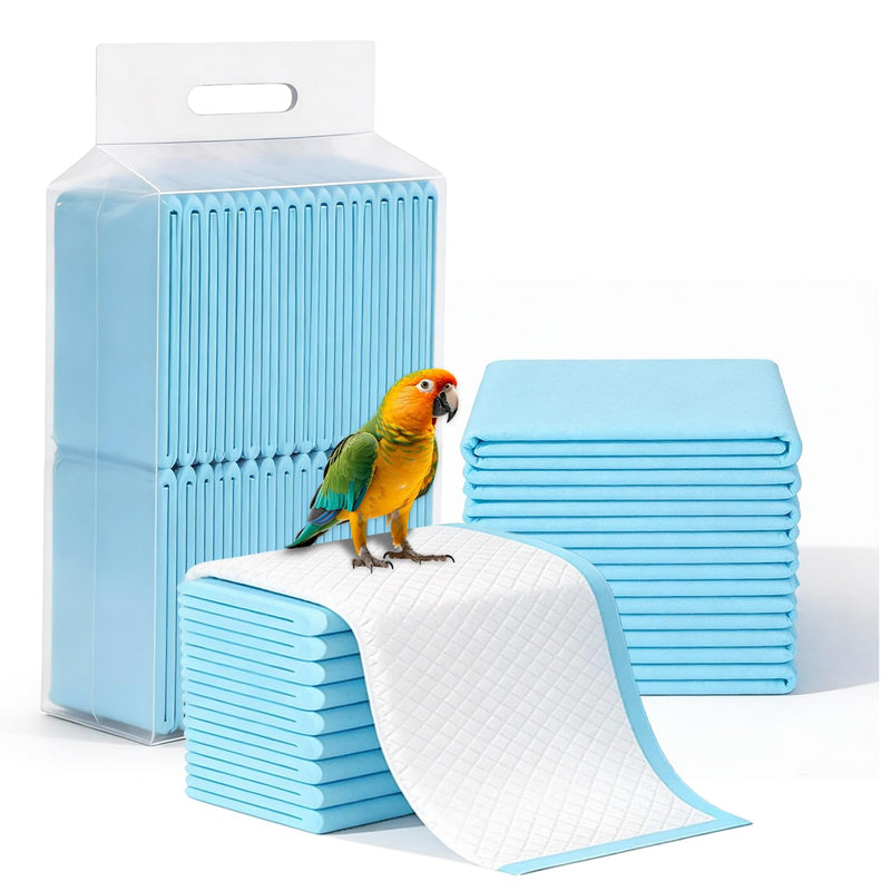 ROLYTA 50 Pcs Bird Cage Liners, 17.7x23.6 Inch Disposable Absorbent Pads for Small Animal Enclosure Care
