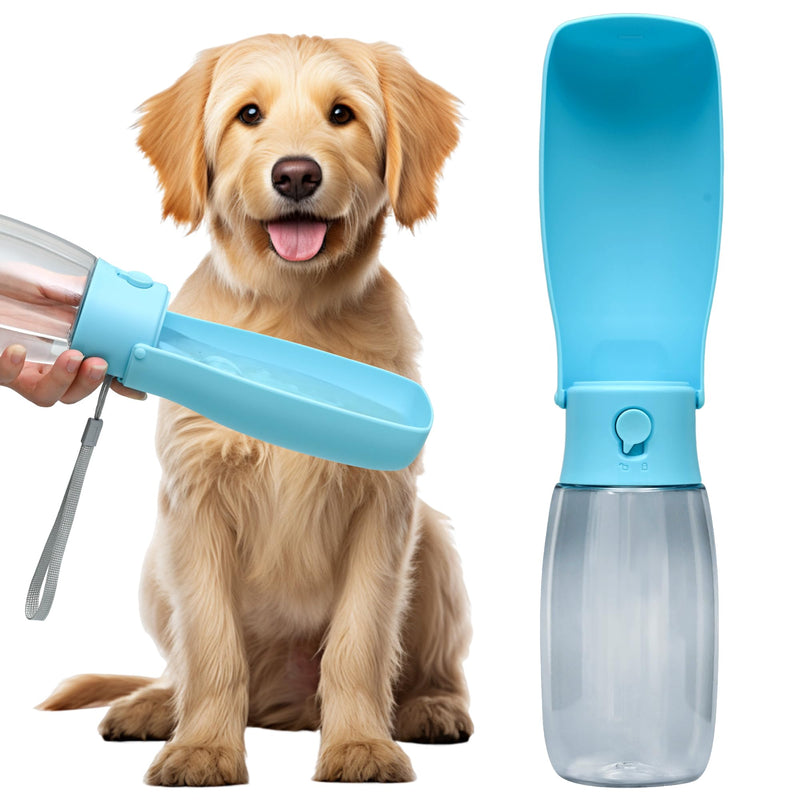 Dog Water Bottle, Leak Proof Portable Puppy Water Dispenser, Travel Puppy Water Bowl, Foldable Transparent Dog Water Bottle for Pets Outdoor Walking, Hiking, Travel, Food Grade Plastic - 19oz Blue