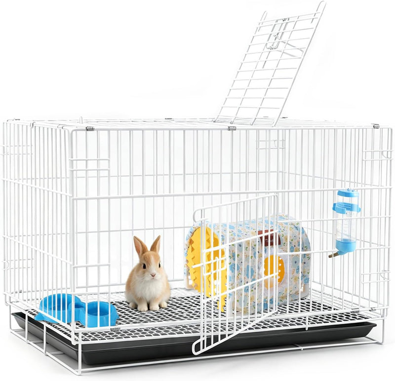 Rabbit Cage, Small Animal Cage Indoor, Hamster Cage with Water Bottle, Food Bowl, Washable Small Nest, Guinea Pig Cage f