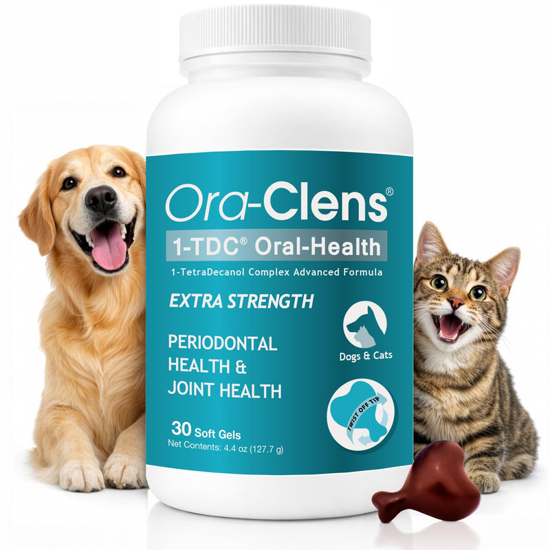 Ora-Clens 1-TDC Periodontal Supplement ES for Dog & Cat, Supports Oral, Hip & Joint Health, Muscle & Stamina Recovery, Skin & Coat Health (30 Count)