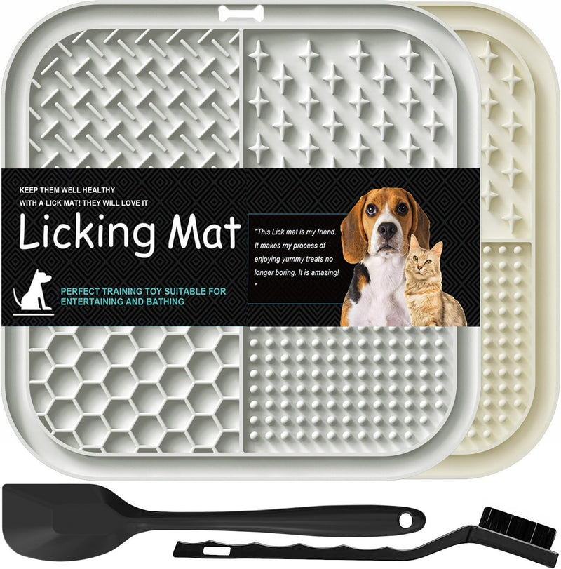 Lesipee Licking Mat for Dogs & Cats 2 Pack, Slow Feeder Lick Pat, Dishwasher Safe, Anxiety Relief Dog Toys Feeding Mat f