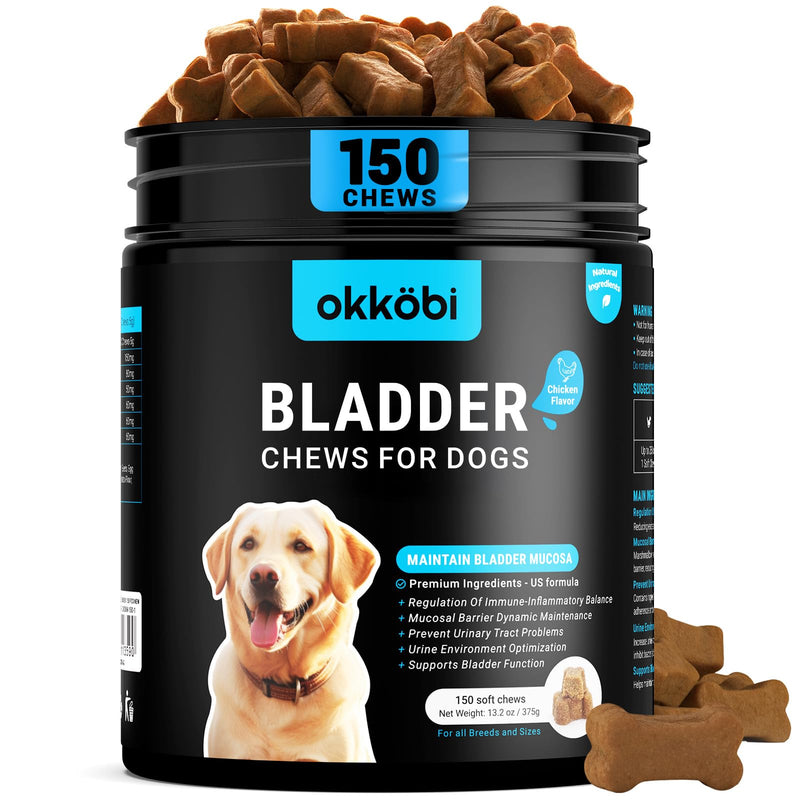 Dog Bladder Chews - Urinary Tract Support for Dogs with Cranberry & D-Mannose - Canine UTI Soft Chews for Healthy Bladder & Kidney Function, Chicken - 150 Count