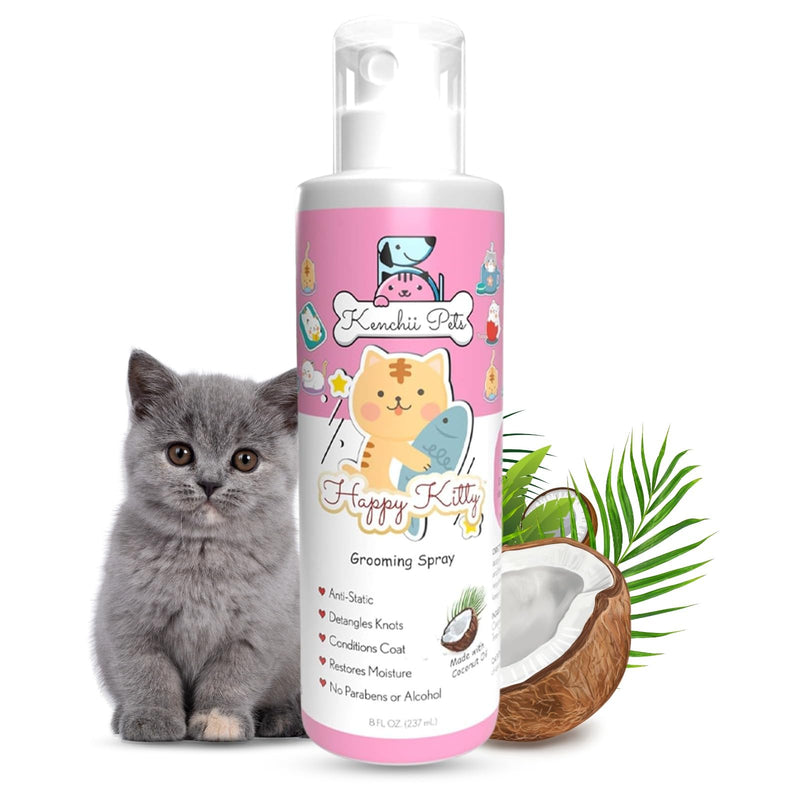 Kenchii Professional Pet Grooming Spray for Kittens and Cats, All-Natural Scented Moisturizing Cat Detangler Spray, Kitten Conditioner Coat Shine Spray, Cat Grooming Supplies
