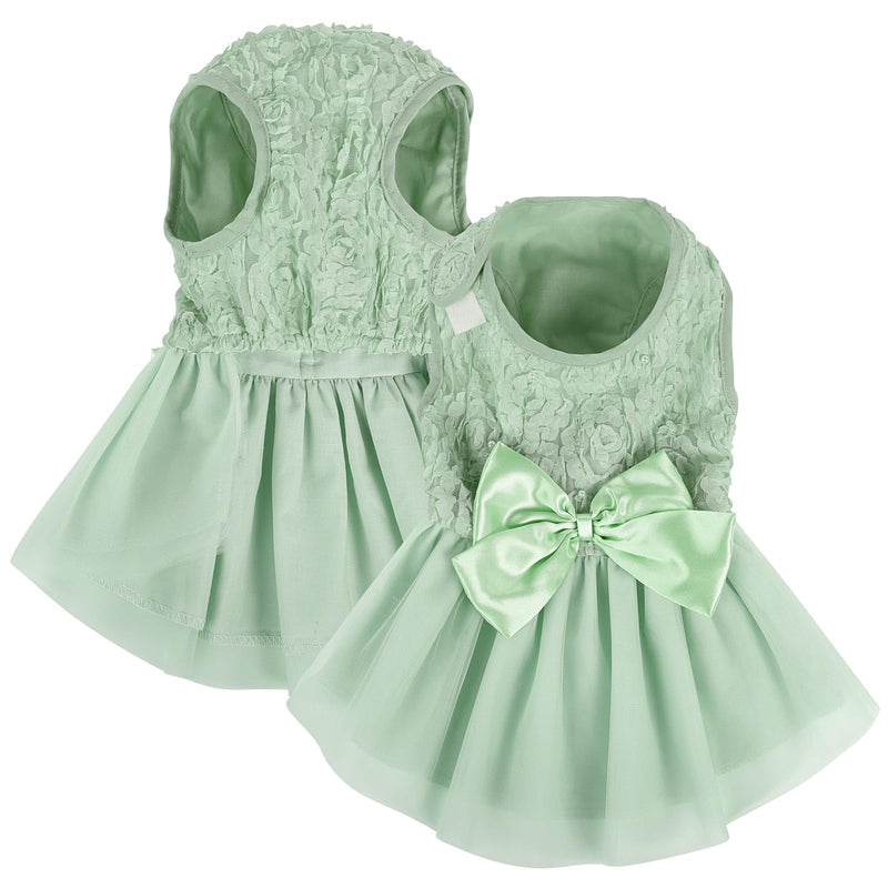 ASENKU Dog Dress Pet Wedding Dress Princess Lace Puppy Birthday Party Outfit Formal Apparel Girl for Small Medium Dogs Cats (Small, Green)