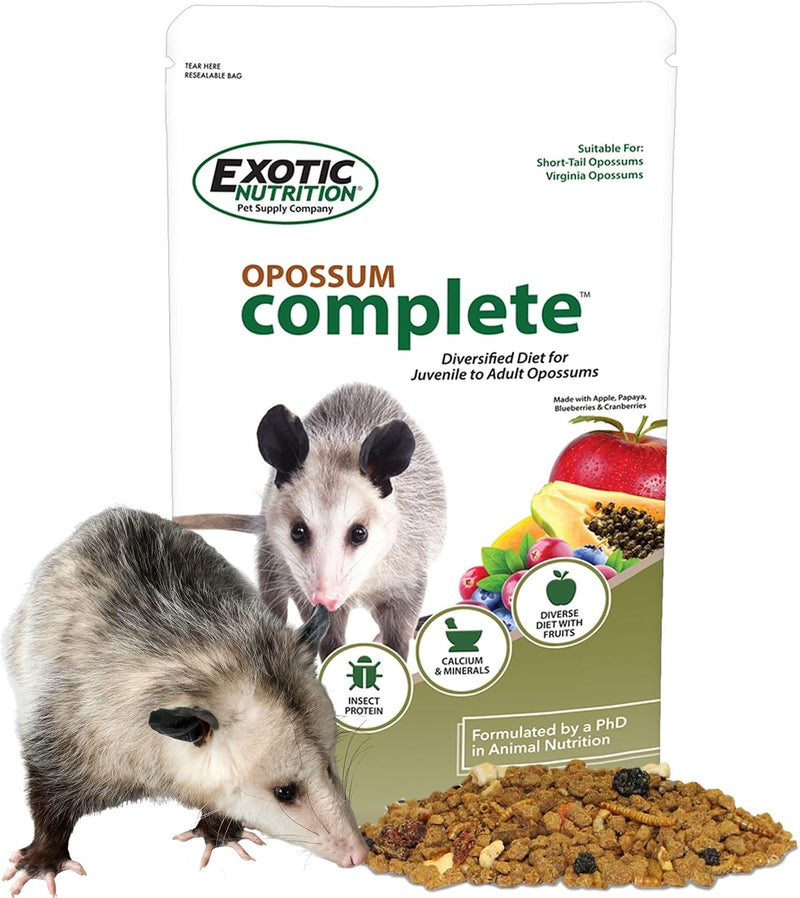 Exotic Nutrition Opossum Complete - Nutritionally Complete Healthy Pellet Diet - Food for Short-Tailed & Virginia Opossu
