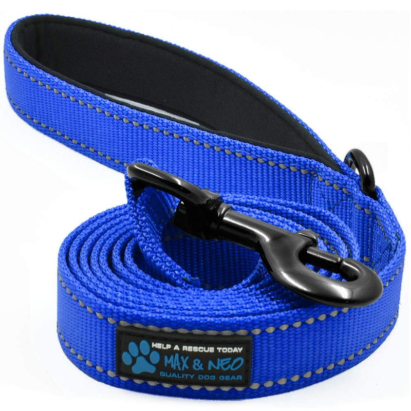 Max and Neo Reflective Nylon Dog Leash - We Donate a Leash to a Dog Rescue for Every Leash Sold (Blue, 6 FT)