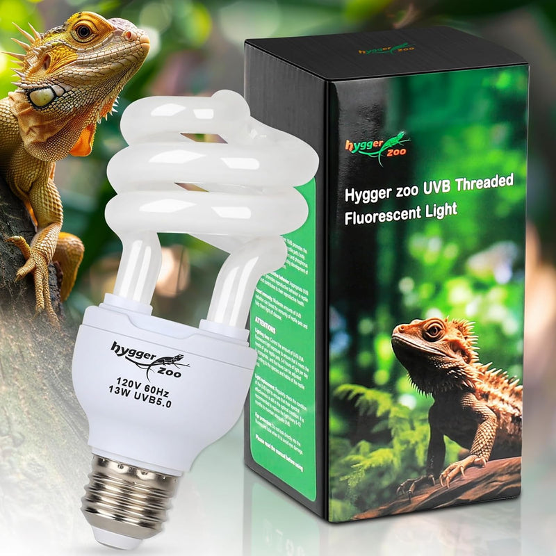UVB Bulb 5.0 UVA UVB Reptile Light Bulb, 13W UVB Light for Reptiles UVB Lamp for Turtle Frog Snake Chameleon Ball Python