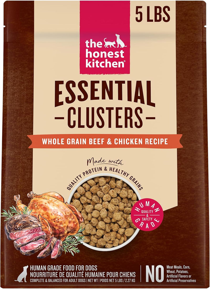 The Honest Kitchen Essential Clusters Whole Grain Beef & Chicken Recipe, Vet-Recommended Human Grade Dry Dog Food for Ad