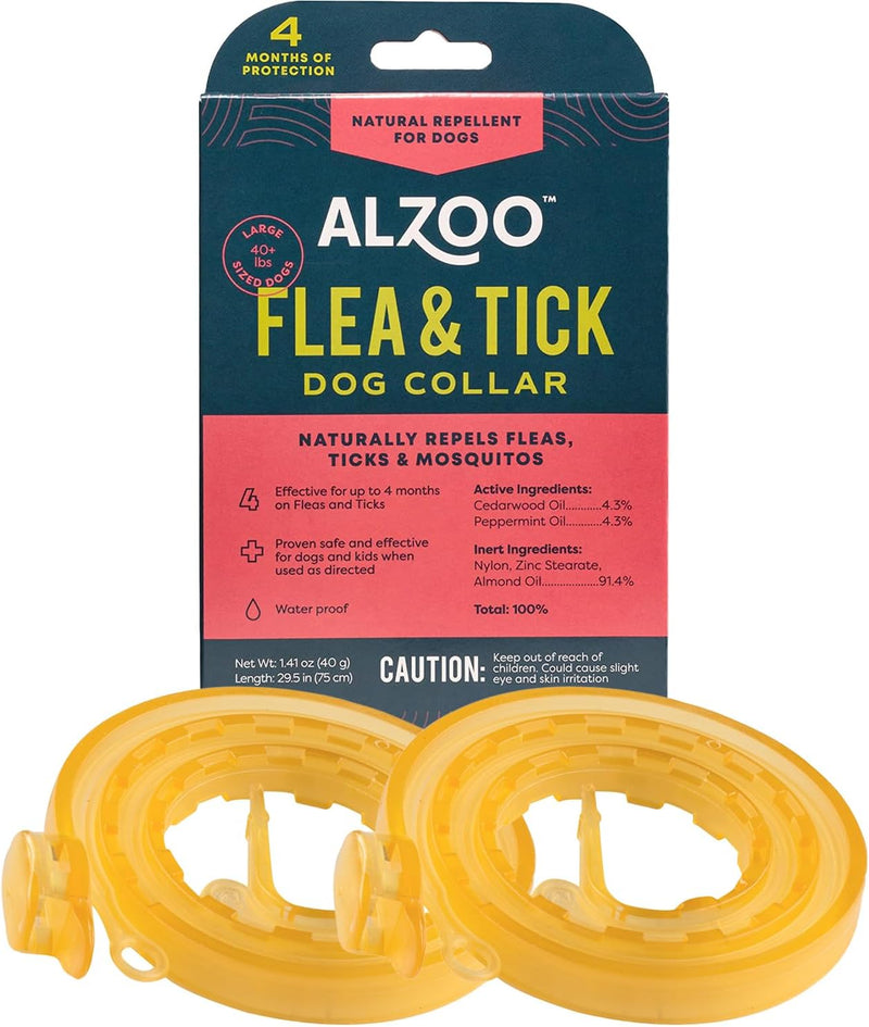 ALZOO Flea & Tick Collar for Dogs, Large 40+ lb