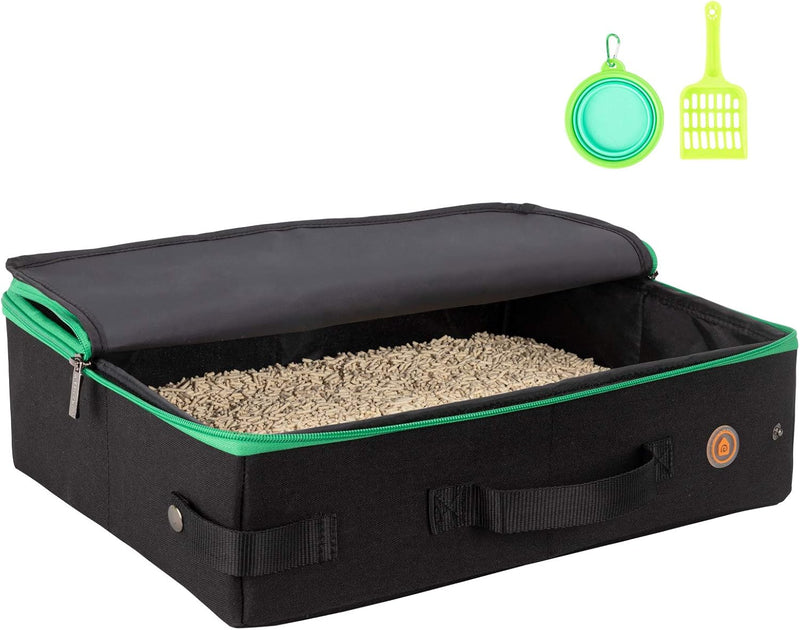 Portable Travel Litter Box for Cats with Lid to Contain Litter and Odor. Easy to Carry, Clean and Store. Easy for Car Tr