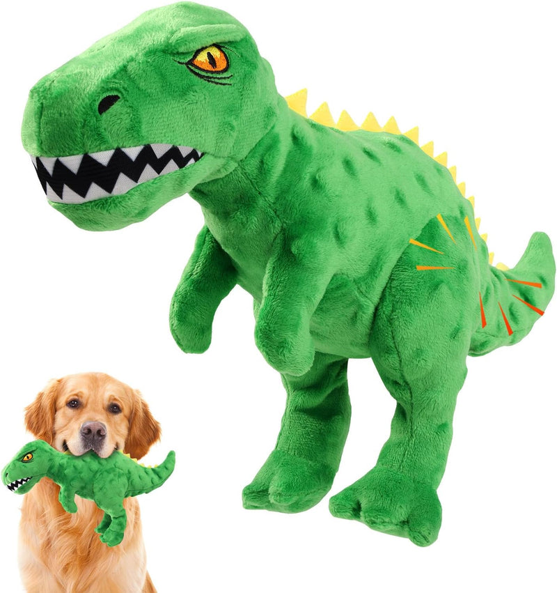 Plush Squeaky Dog Toy, Stuffed Dinosaur Interactive Chew Toy for Puppies Small Medium Dogs, Keep Them Busy & Anxiety Rel