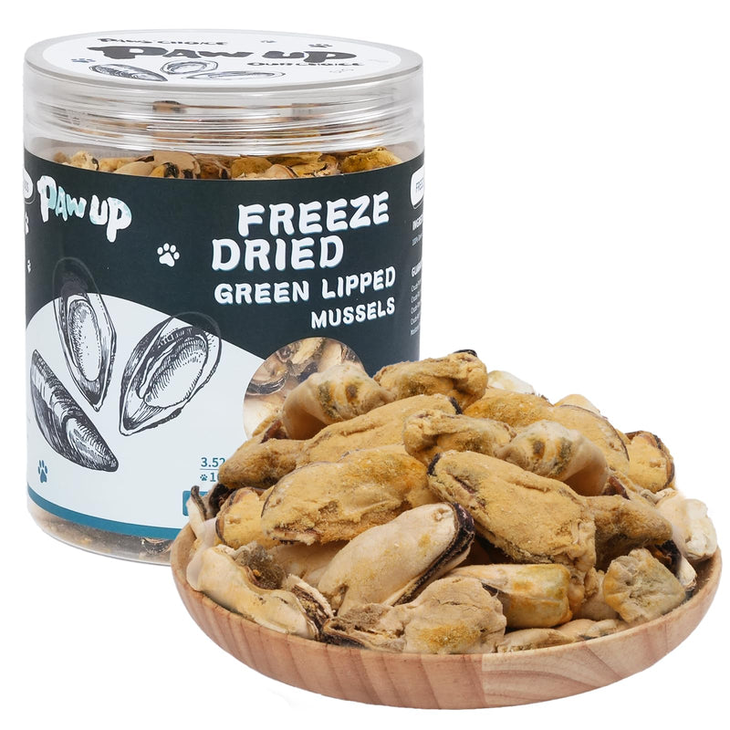 PAWUP Freeze Dried Green Lipped Mussels for Dogs, Joint & Hip Support Dog Treats, Single Ingredient Grain Free Snacks, Omega-3 Rich, 3.5 oz