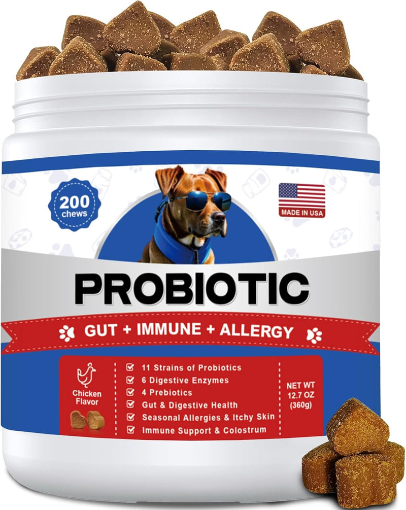 Probiotics for Dogs Gut Digestive Health Probiotic Chews for Dogs with 11 Billion CFUs, 4 Prebiotics, Pumpkin, Salmon Oi