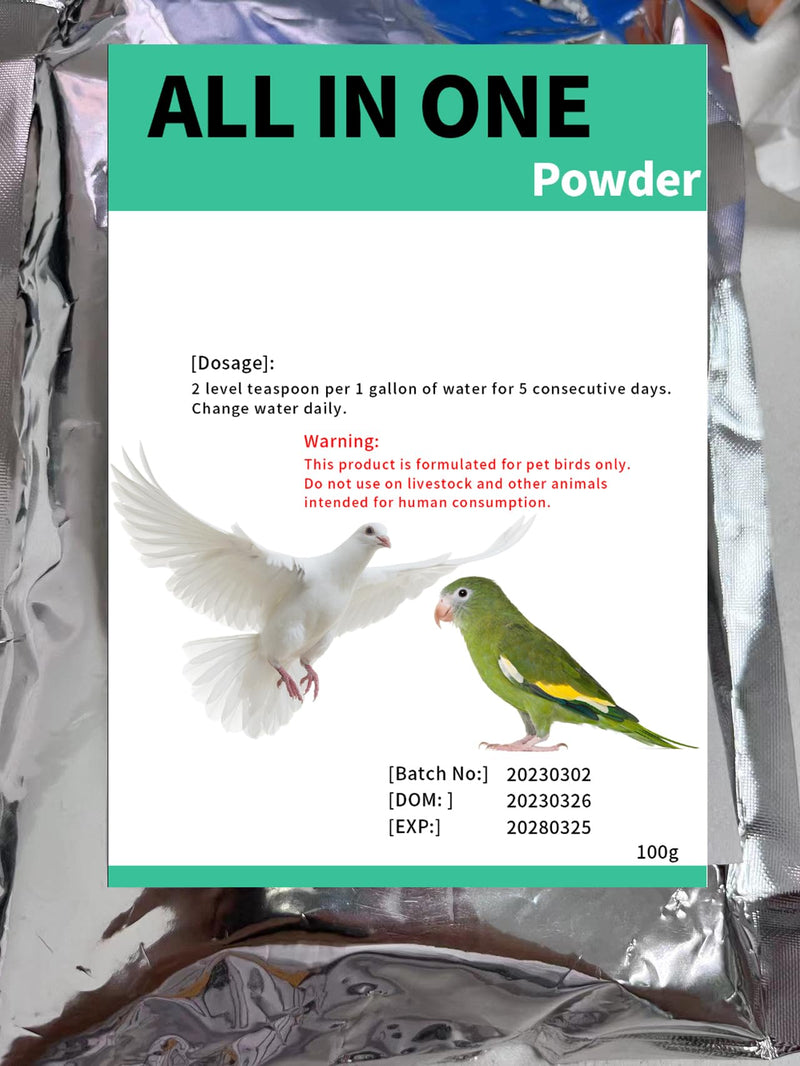 Liovsiso All in One Pigeon Medicine Powder, Chicken Medicine, Treat a Range of Diseases for All Birds, Canary, Aviary, Finches, Parakeet, Cockatiels, Parrots and Cage Small Birds