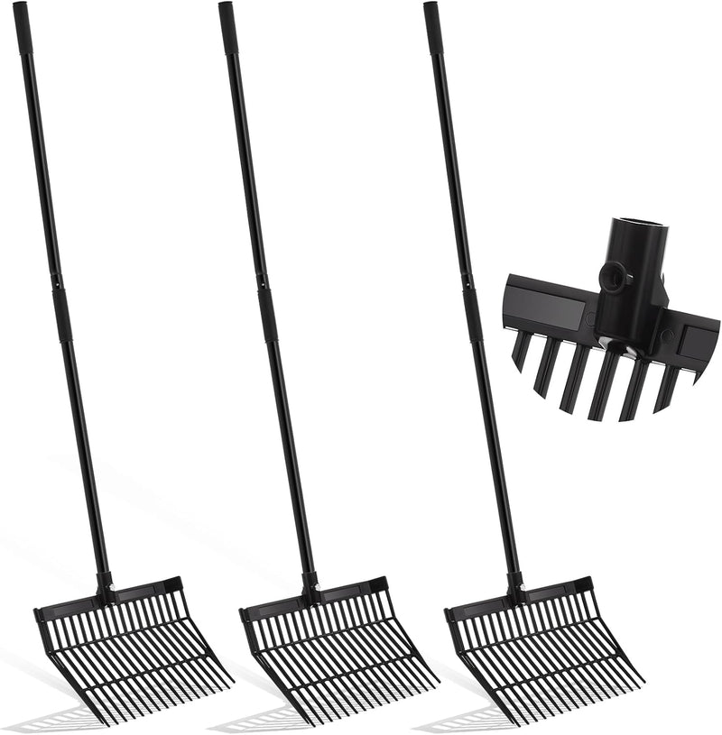 Lasnten 3 Sets Black ABS Manure Fork with Long Metal Handle