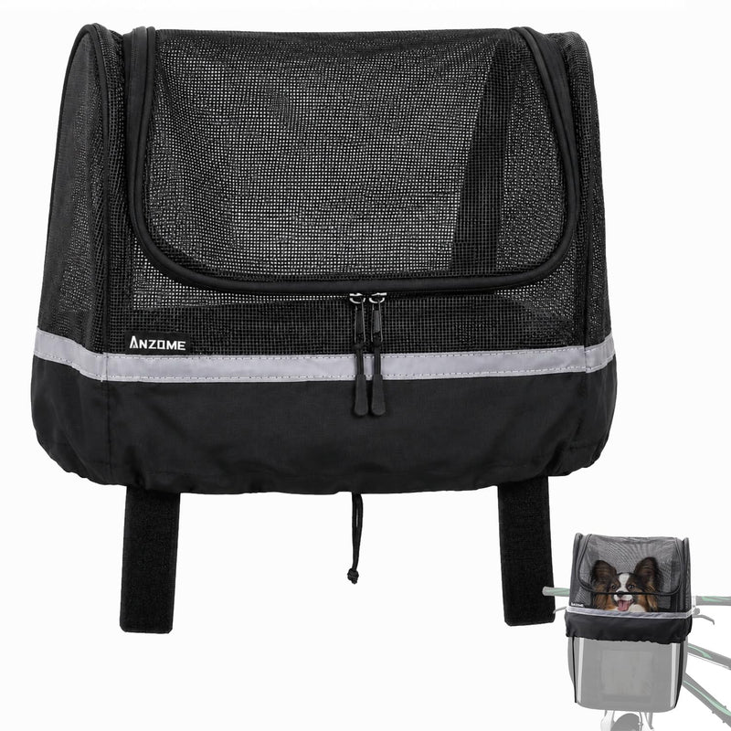 ANZOME Bike Basket Cover for Dogs, Drawstring Mesh Pet Safety Cover with Under Basket Straps for No Exposed Frame Bike Baskets, Breathable Top, Basket Not Included