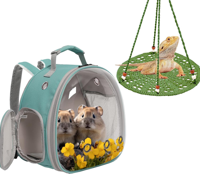 The Small Animal Carrier Backpack with Reptile Hammock Set for Bearded Dragon,Guinea Pig