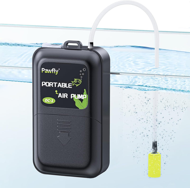 Pawfly Aquarium Air Pump, 40 GPH Portable Aerator Pump, Black & White