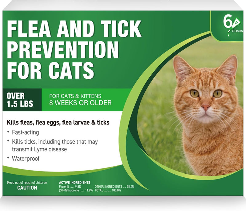 Plus Cat Flea and Tick Treatment | 6-Month Supply, Over 1.5 lbs | Flea Treatment for Cats & Kittens | 24-Hour Activation