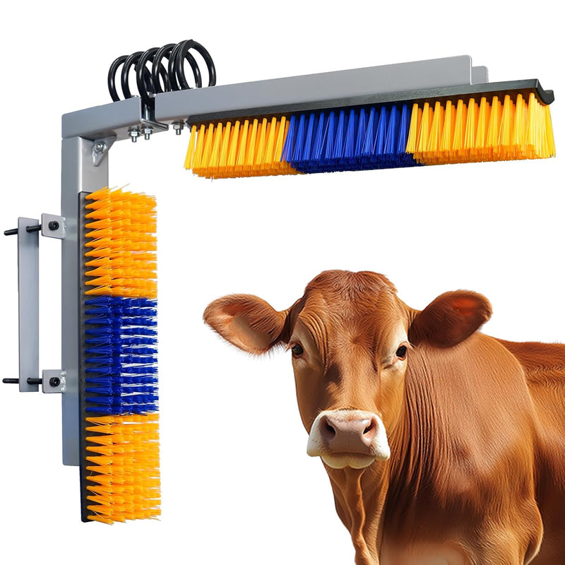 Livestock Scratch Brush With Spring Iron Holder,Animal Back Scratching Brush Including 2pcs goat brushes, 4 stands and a