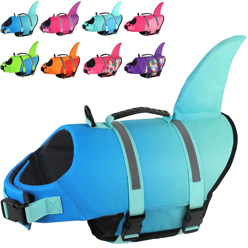 Doglay Dog Life Jacket Shark, Ripstop Dog Life Vests for Swimming Boating with High Buoyancy and Rescue Handle, Adjustable Dog Life Jacket Pet Flotation Vest for Small Medium Large Dogs