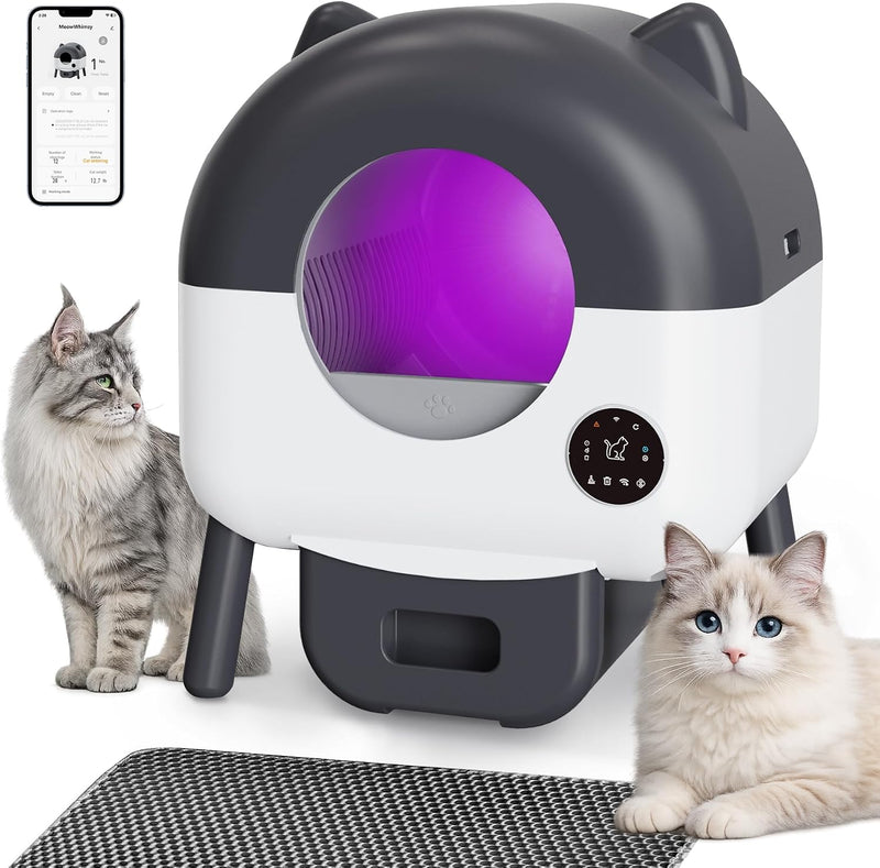 Automatic Self Cleaning Litter Box, MeowWhimsy Extra Large Automatic Cat Litter Box Self Cleaning Robot S7 for Cats, Sma