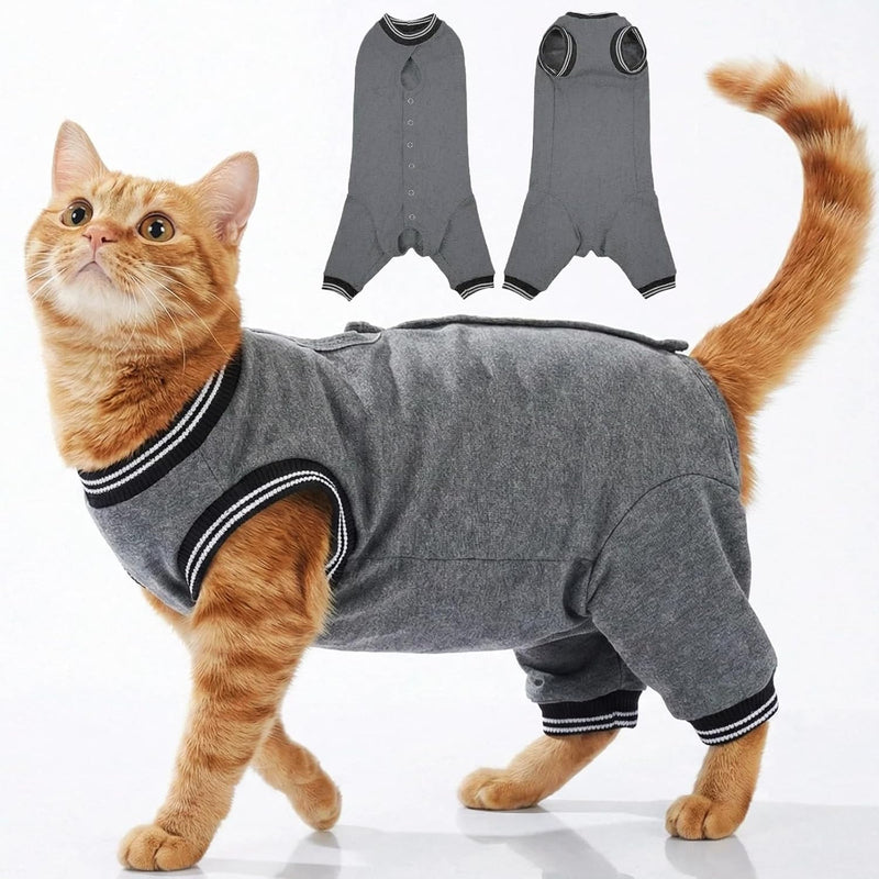 T'CHAQUE Cat Clothes Surgery Recovery Suit for Female Male, Cat Onesie Pet Surgical Pajamas Hind Legs Long Sleeve, Abdom