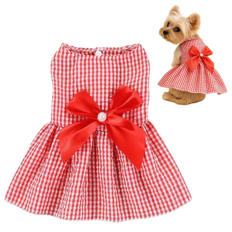 Dog Dress,1PC Dog Dresses with Cute Bowknot,Summer Dogs Clothes Pet Princess Dresses for Chihuahua Yorkies Puppies Cat Outfit