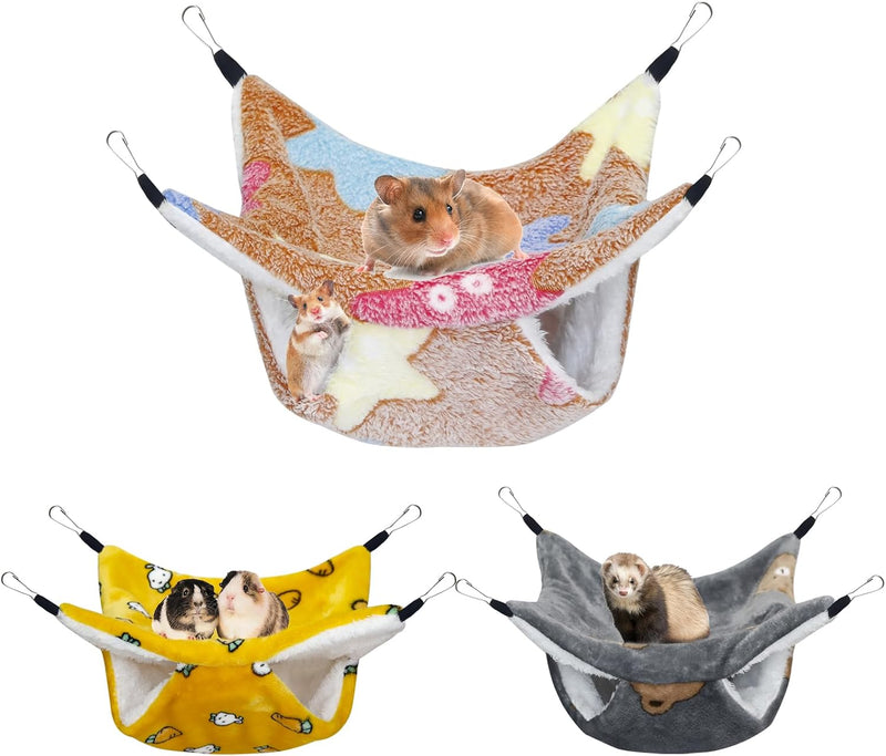 YedsIntu 3 Pcs Guinea Pig Hammock, Rat Ferret Hanging Hammock Guinea Pig Accessories for Small Animals Chinchilla Parrot