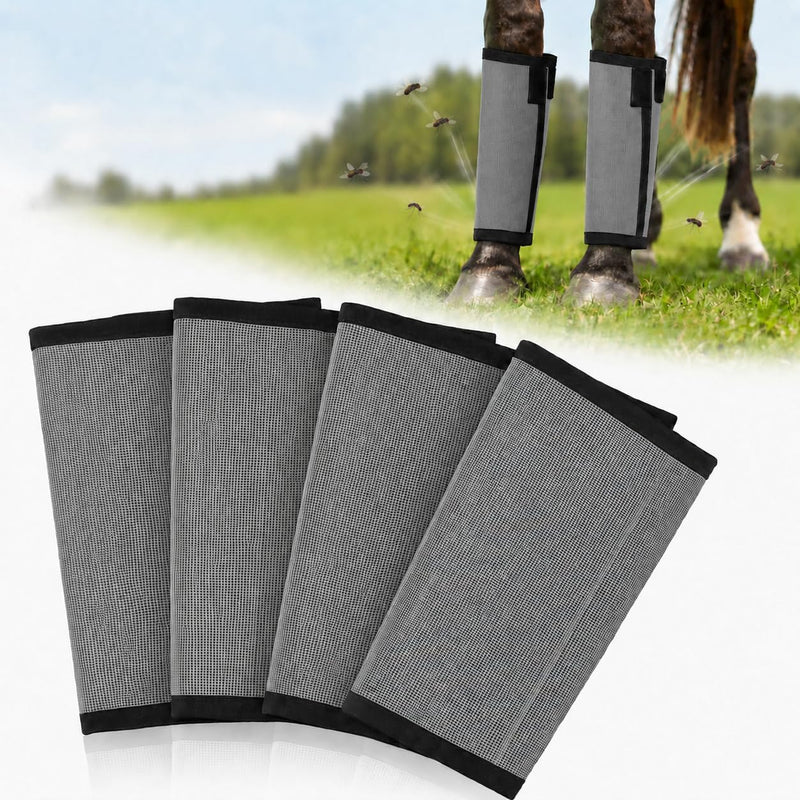 Fly Boots for Horses Set of 4 - Breathable Mesh Equine Leg Protection,Anti-Sag Stay-On Horse Fly Boots,Reduces Stomping