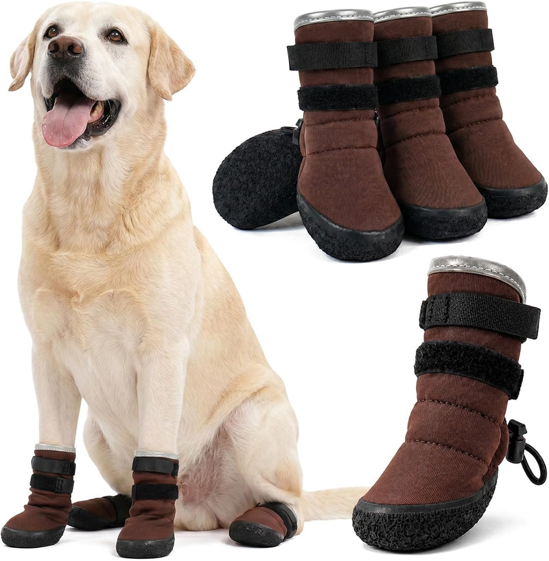 Kuoser Dog Boots, Waterproof Anti-Slip Dog Shoes with Adjustable Straps